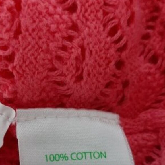 LILLY PULITZER / Pom-Pom Trim V-Neck Knit / Crochet Tunic Top Bright Pink Sz M - Picture 16 of 16